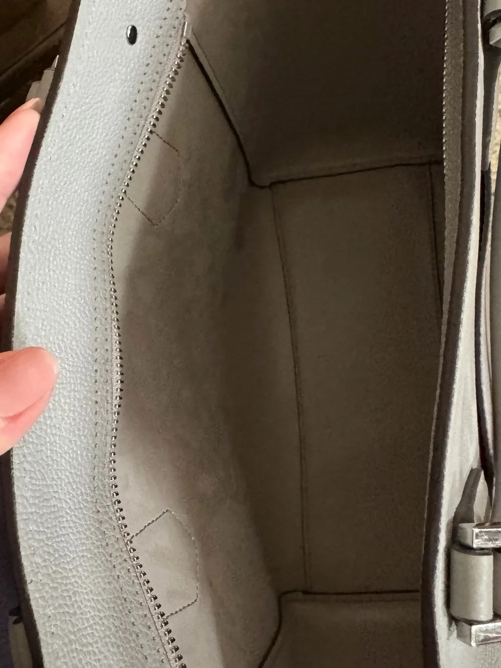 MICHAEL KORS Light Gray Pebbled Leather Satchel